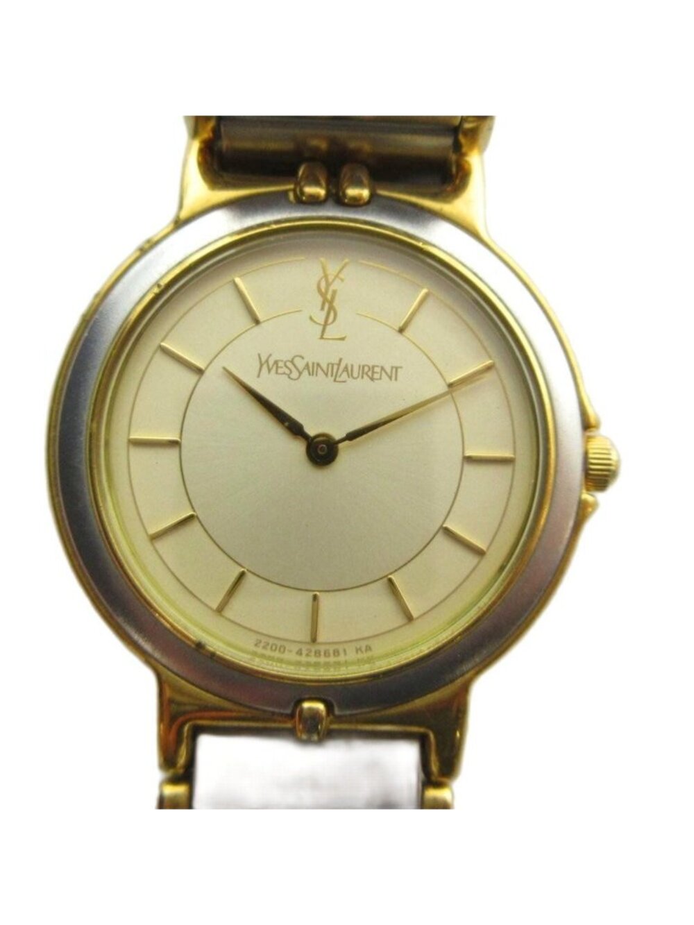 Saint Laurent 2200 Watch Quartz Logo Silver